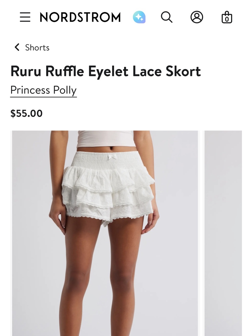 Princess Polly White Ruru Ruffle Eyelet Lace Skort